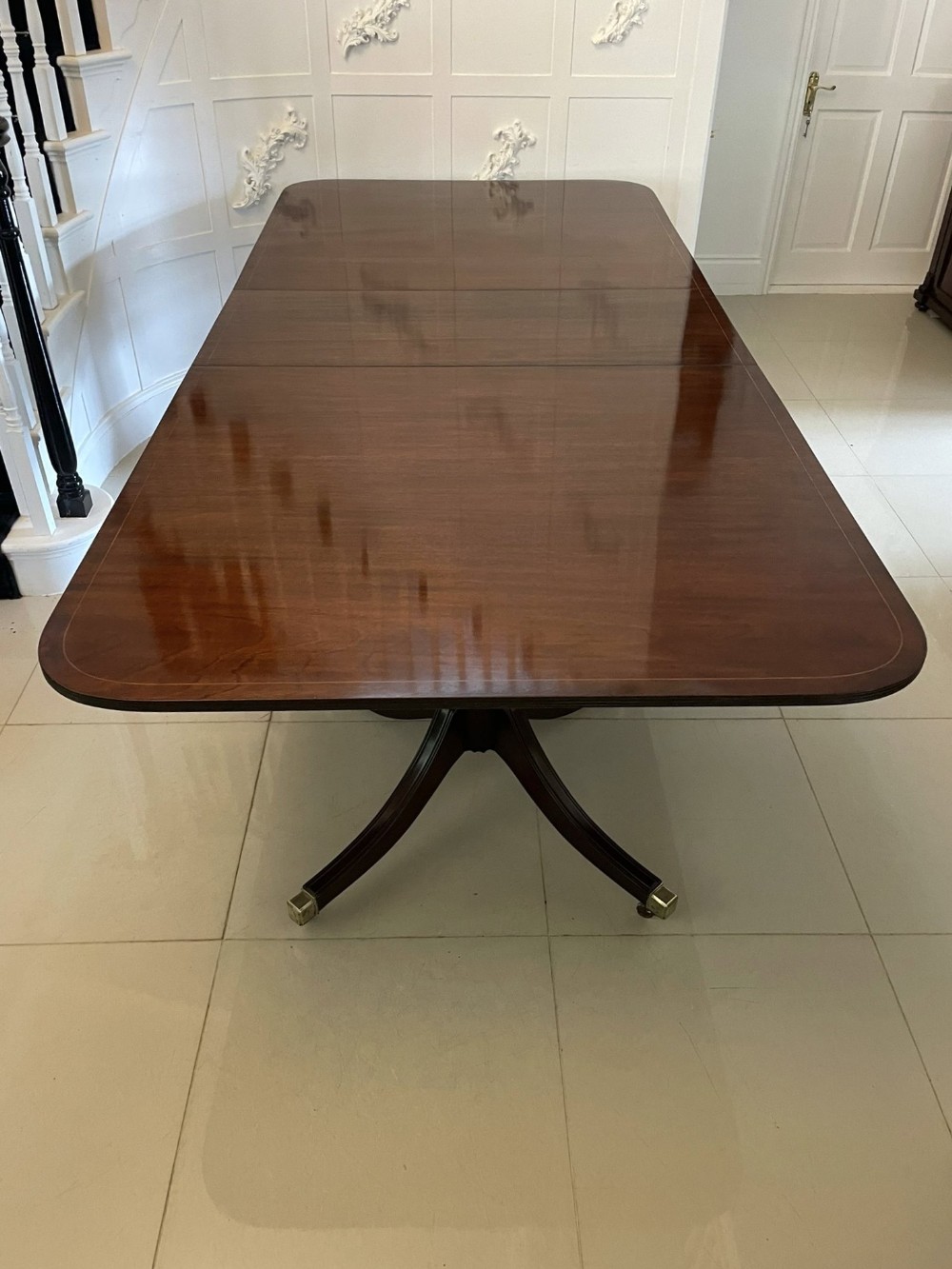 Large 12 Seater Antique Quality Mahogany Two Pilar Dining Table 74 x 122 x 224 cm