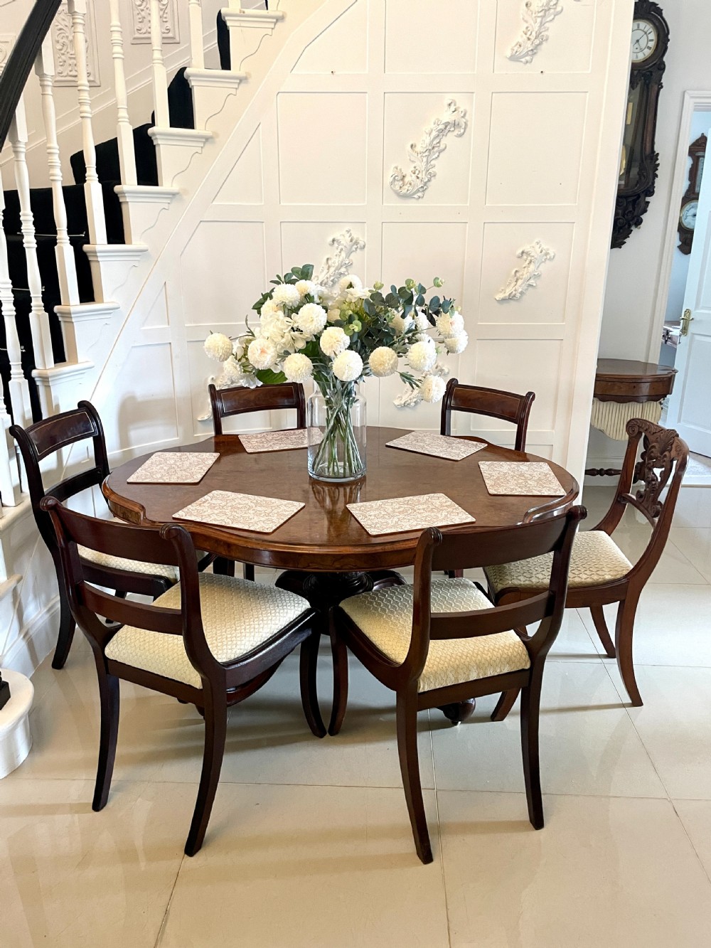 Outstanding Quality Antique 6 Seater Victorian Burr Walnut Centre/Dining Table 71 x 143 x 108cm View III