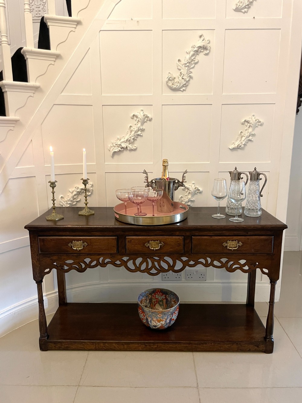Antique Victorian Quality Oak Dresser Base View II