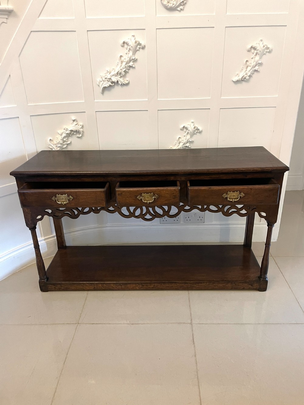 Antique Victorian Quality Oak Dresser Base View IV