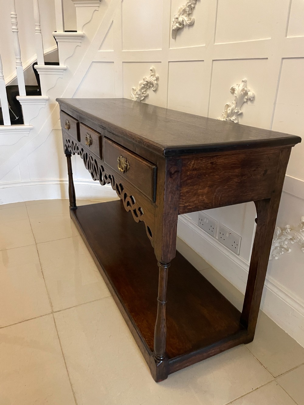 Antique Victorian Quality Oak Dresser Base View XIII