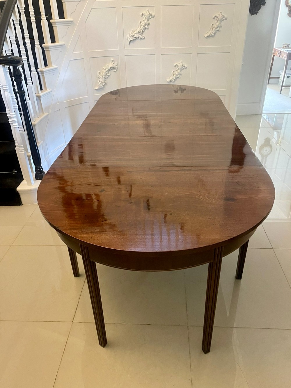 Outstanding Quality Antique George III Figured Mahogany Metamorphic Dining Table 72 x 108.5 x 261.2 cm