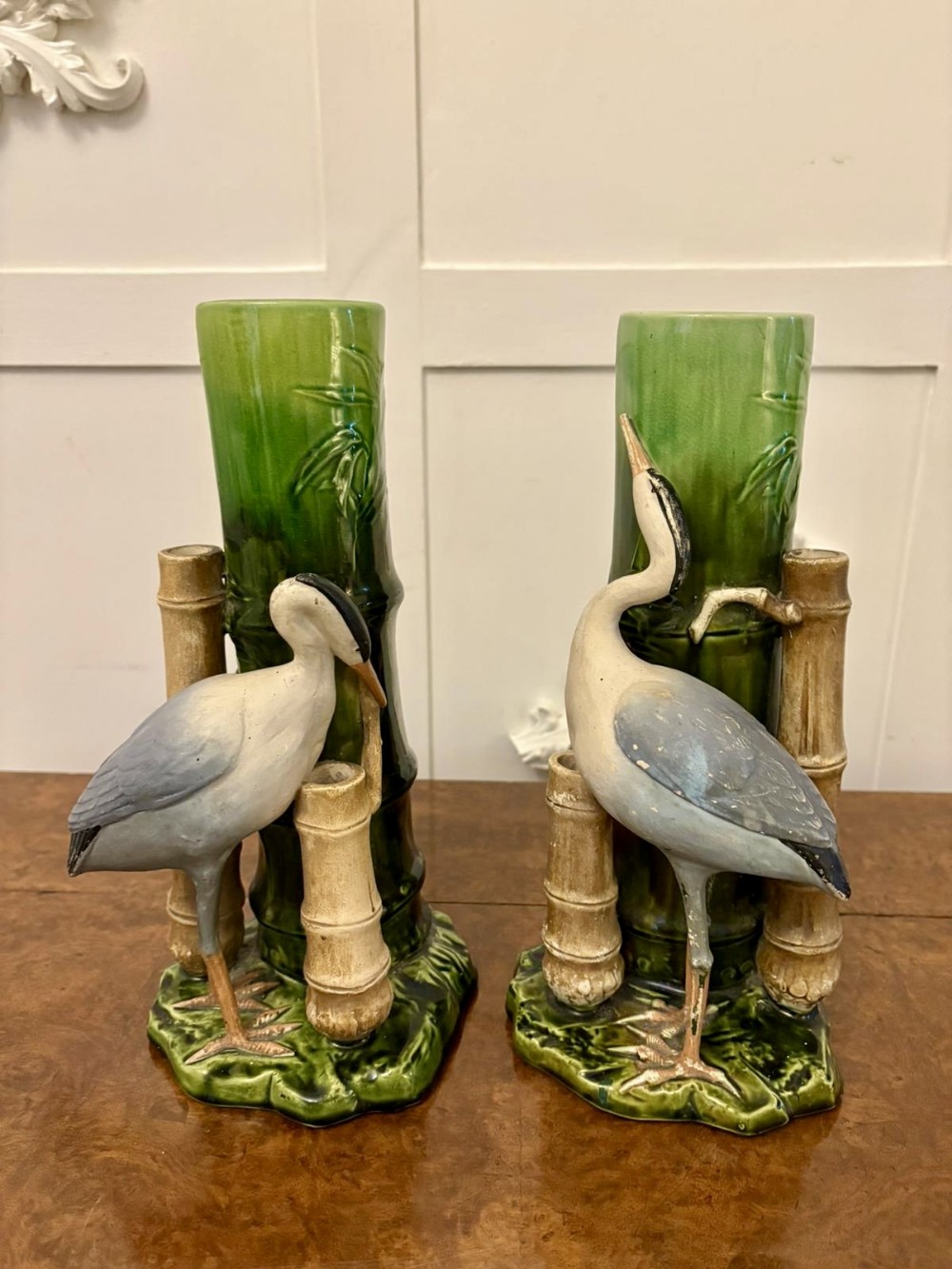 Unusual Pair of Antique Victorian Quality Bretby Vases