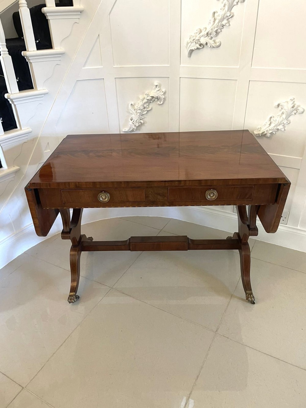 Fine Quality Antique George III Inlaid Mahogany Free Standing Sofa Table