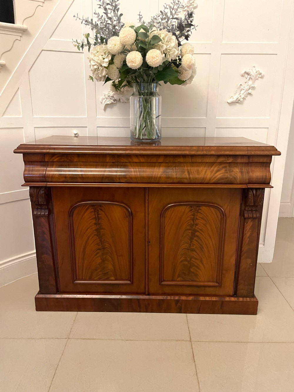 Antique Victorian Quality Figured Mahogany Sideboard View XI