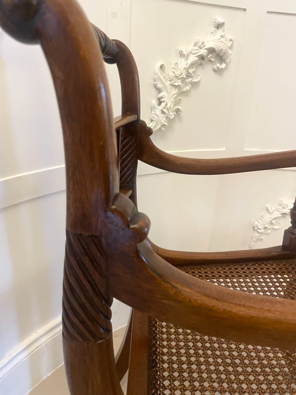 Set of 10 Antique Edwardian Quality Mahogany and Cane Dining Chairs  View II