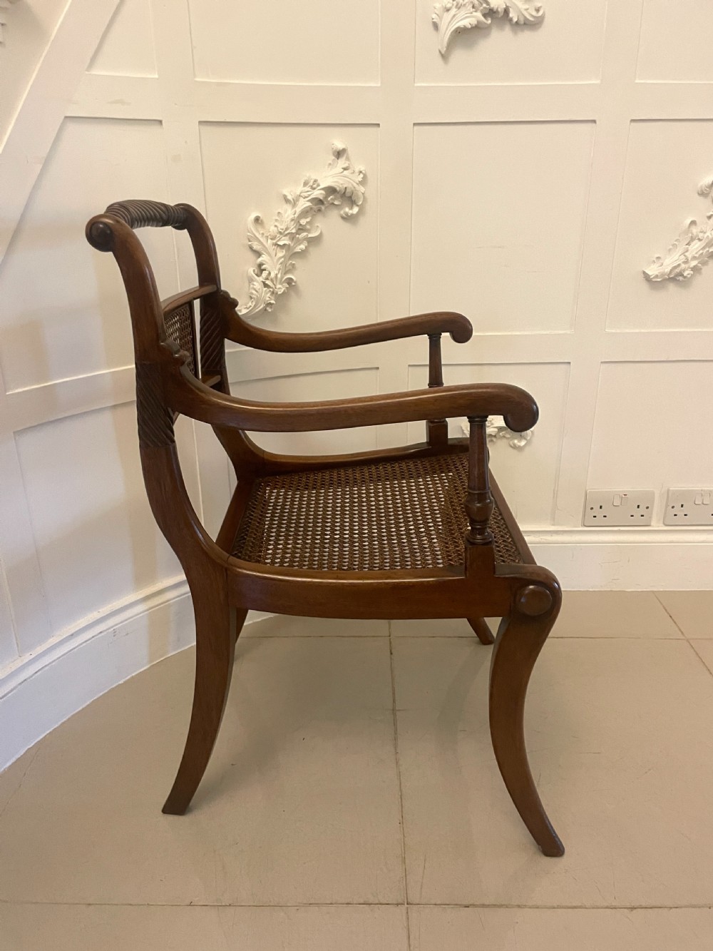Set of 10 Antique Edwardian Quality Mahogany and Cane Dining Chairs  View V