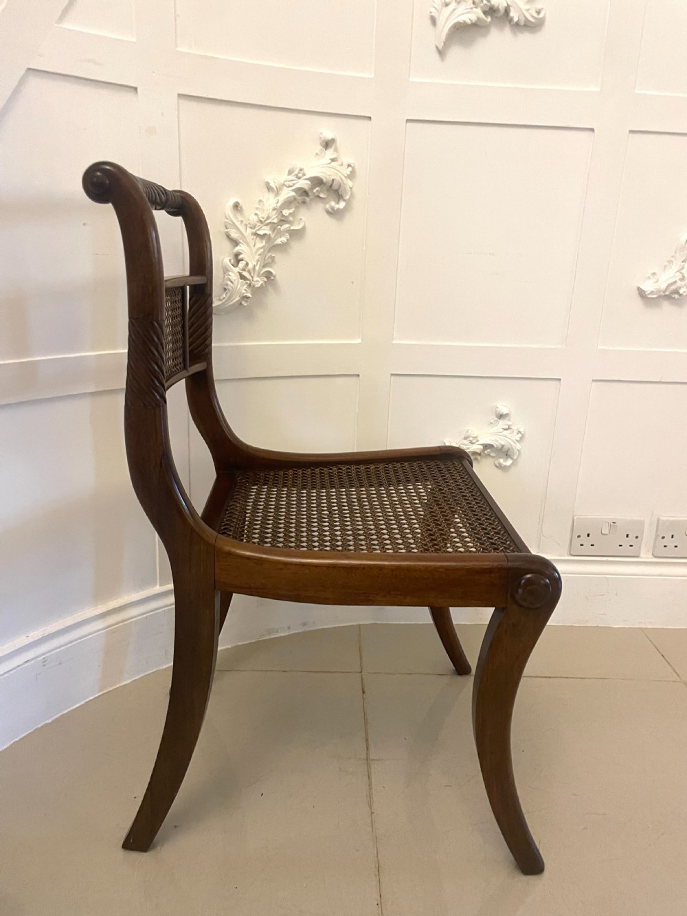 Set of 10 Antique Edwardian Quality Mahogany and Cane Dining Chairs  View XI
