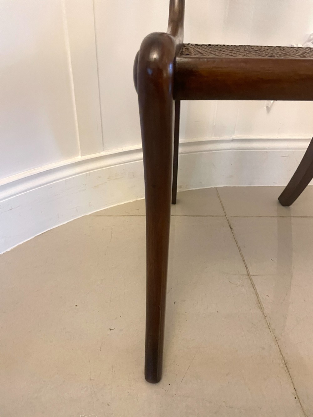 Set of 10 Antique Edwardian Quality Mahogany and Cane Dining Chairs  View XII
