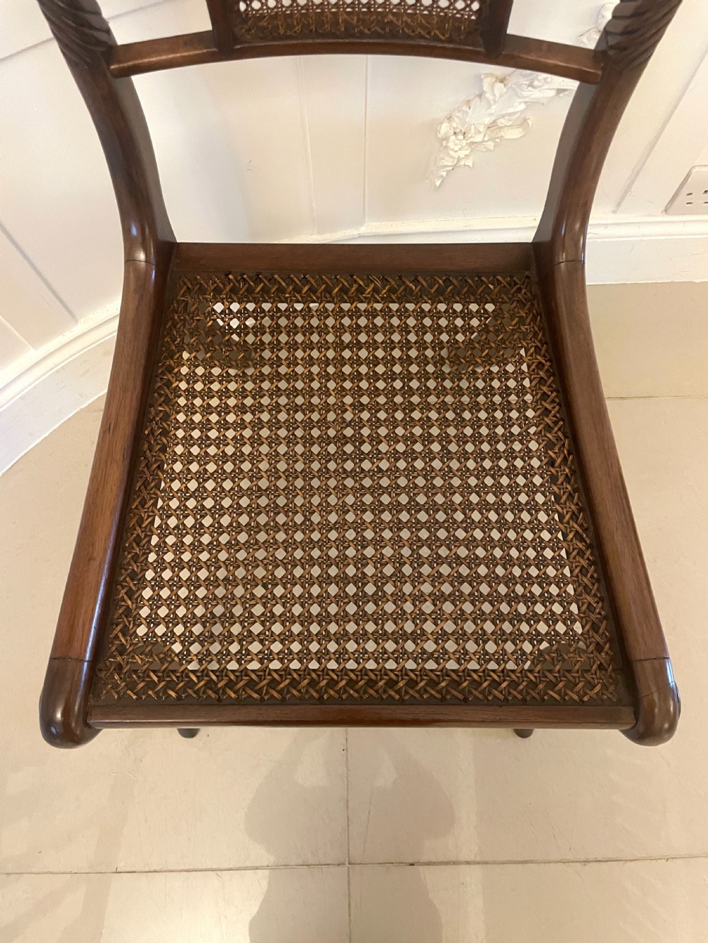 Set of 10 Antique Edwardian Quality Mahogany and Cane Dining Chairs  View XIII