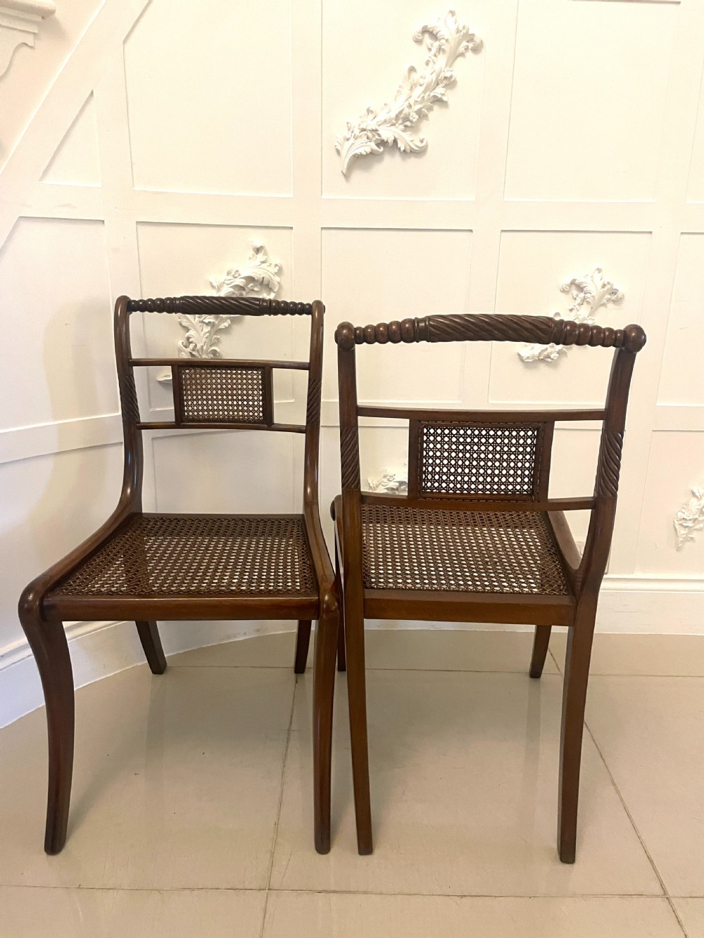 Set of 10 Antique Edwardian Quality Mahogany and Cane Dining Chairs  View XVII