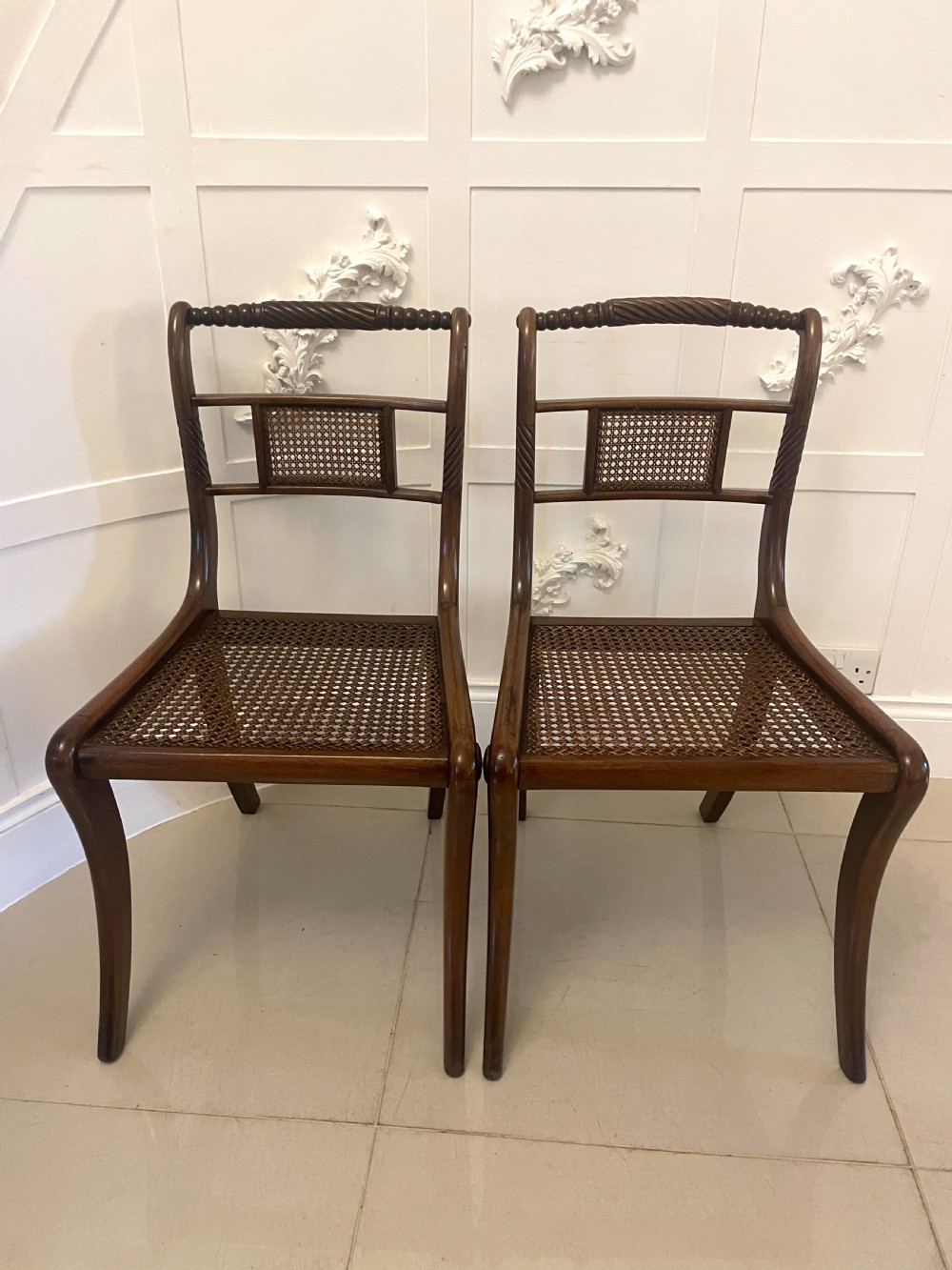 Set of 10 Antique Edwardian Quality Mahogany and Cane Dining Chairs  View XVIII