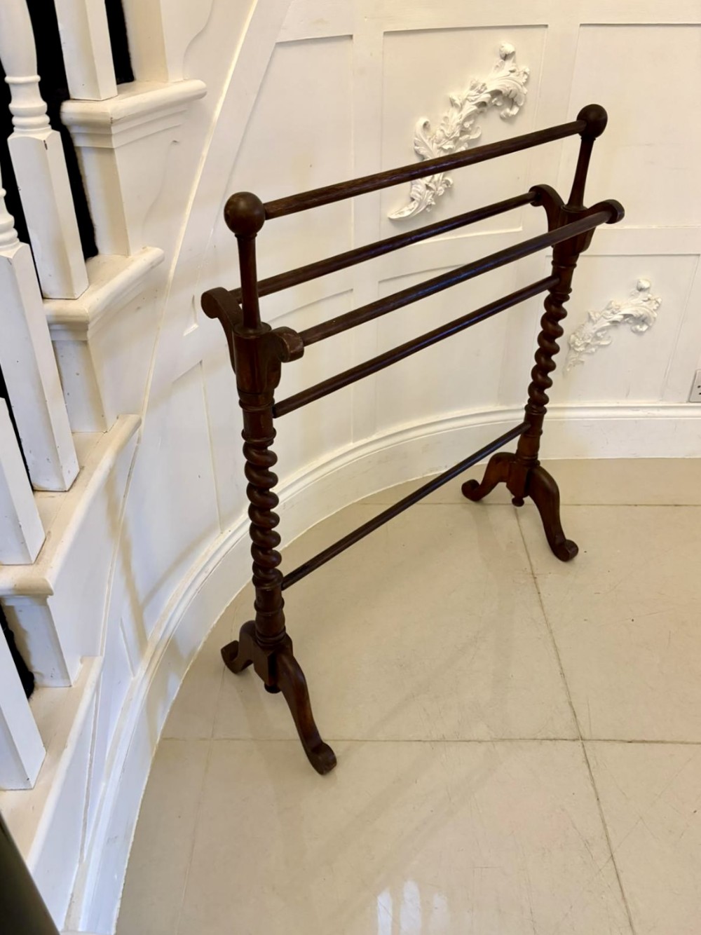 Antique Victorian Quality Mahogany Towel Rail