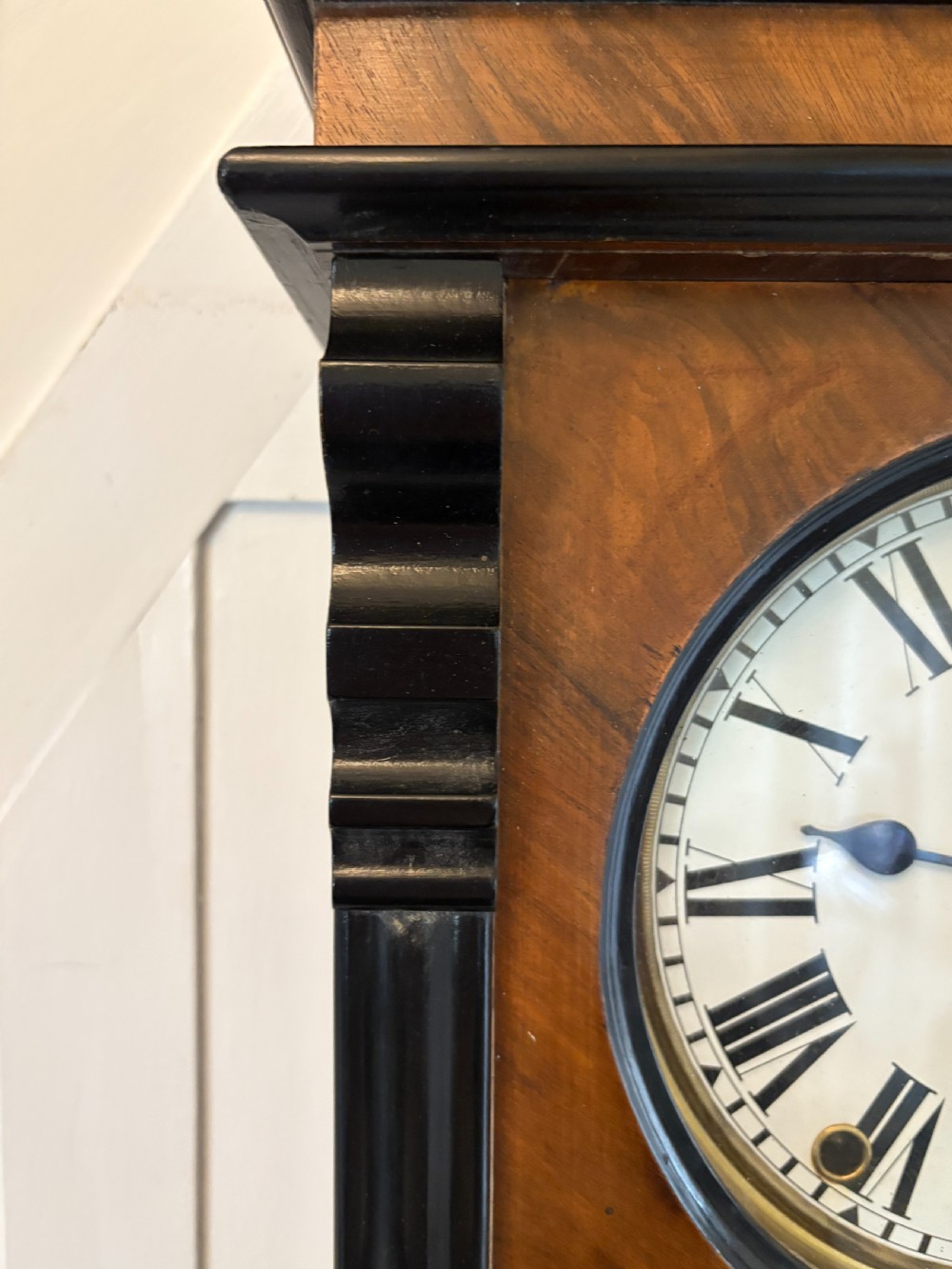 Antique Victorian Quality Figured Walnut 8 Day Wall Clock View V