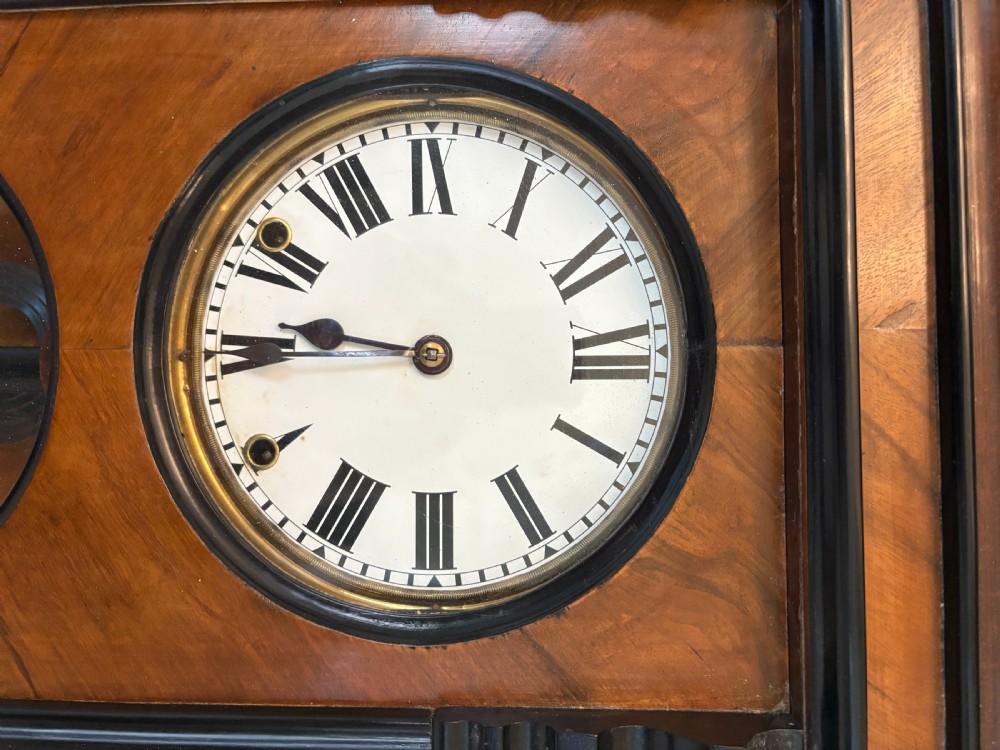 Antique Victorian Quality Figured Walnut 8 Day Wall Clock View X