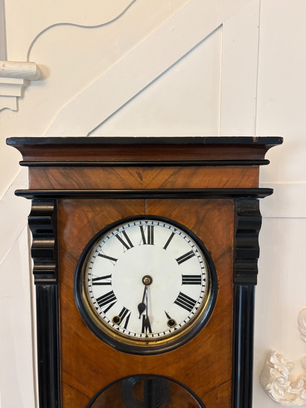 Antique Victorian Quality Figured Walnut 8 Day Wall Clock View XI