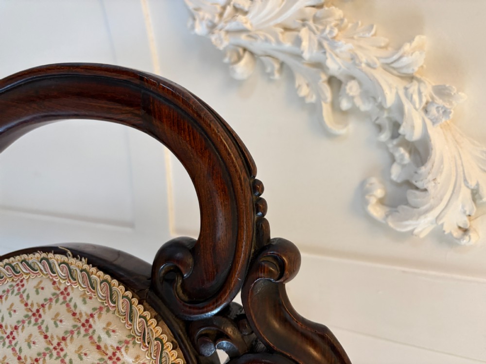 Outstanding Quality Set of 4 Antique Victorian Carved Rosewood Dining Chairs  View IX