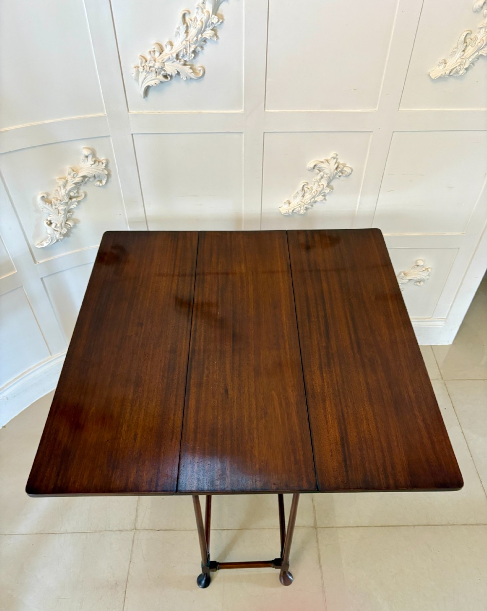 Antique Edwardian Quality Mahogany Spider Leg Drop Leaf Table  View V