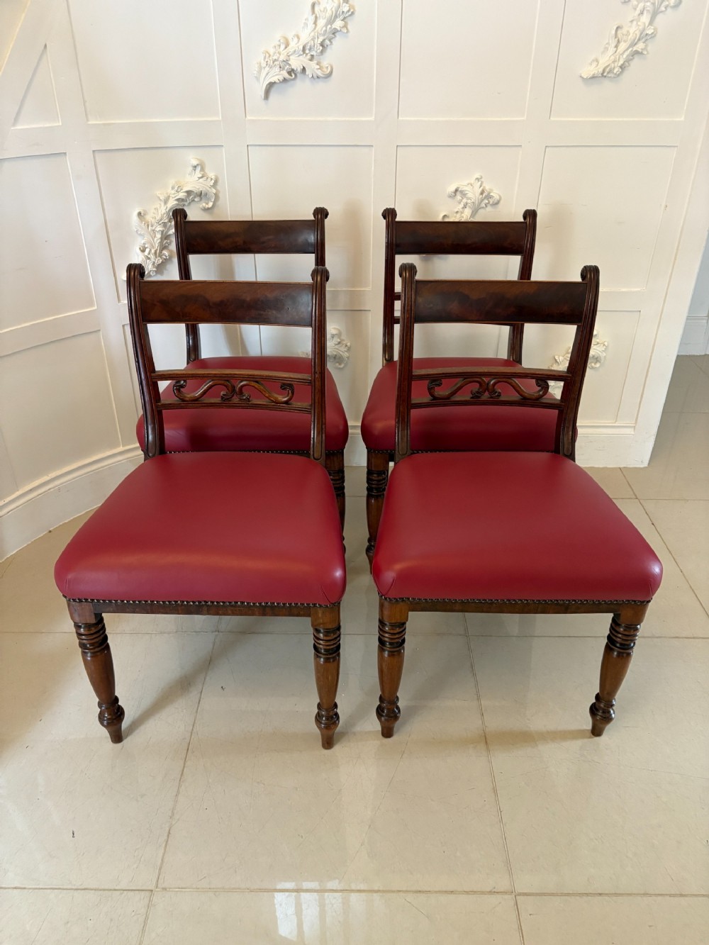 Set of 4 Antique George III Quality Mahogany Dining Chairs 
