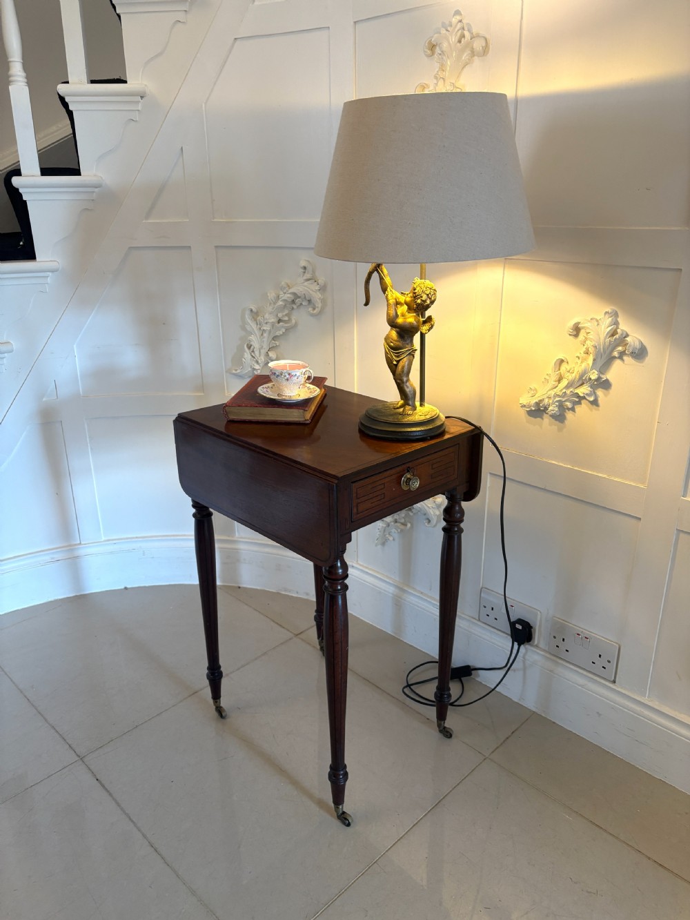 Fine Quality 19th Century Regency Antique Free Standing Lamp/Side Table View XVI