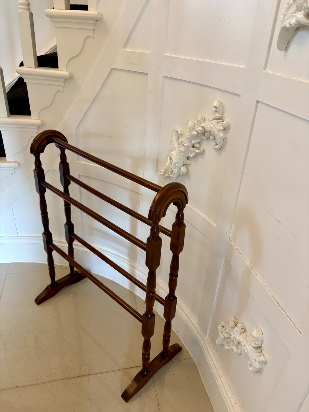 Antique Victorian Quality Mahogany Towel Rail View VII