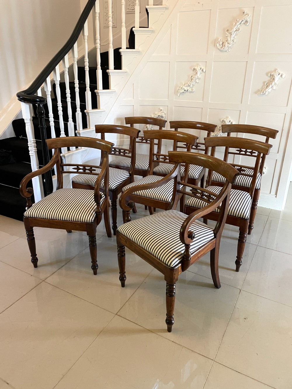 Set of 8 Antique Regency Quality Mahogany Dining Chairs  View XVI