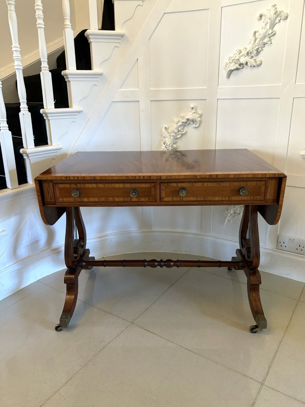 Fine Quality Antique Edwardian Figured Mahogany Free Standing Sofa/Side Table