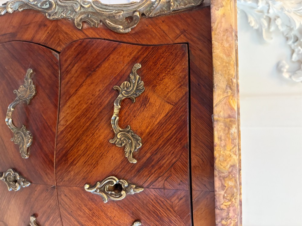 Pair of Antique Quality French Kingwood Marble Top Marquetry Inlaid Bedside Cabinets  View X