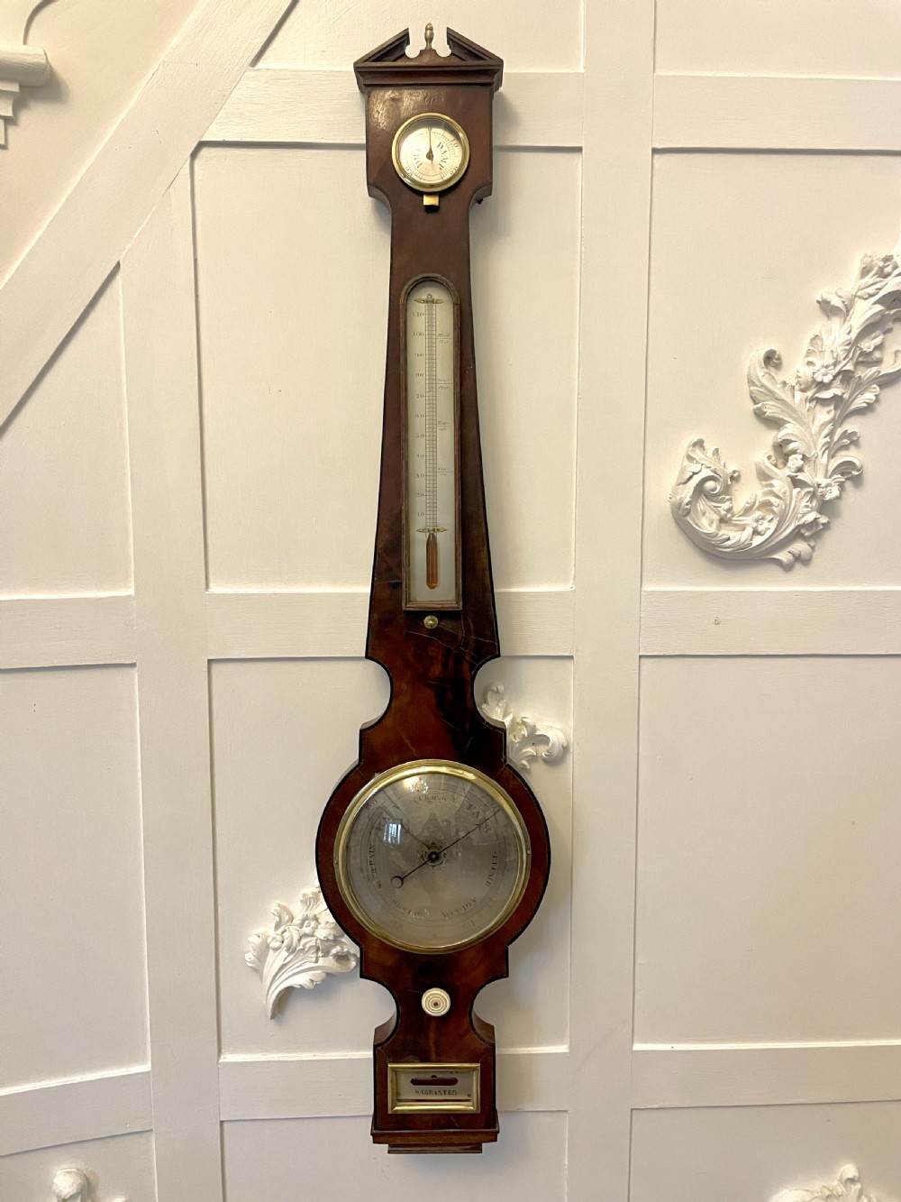 Antique George III Quality Mahogany Banjo Barometer 