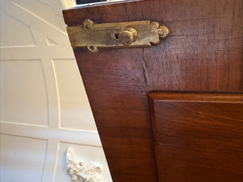 A Queen Anne style burr walnut bureau bookcase featuring a double-arched mirror door top section above a slant-front writing bureau and graduated drawers. View XV