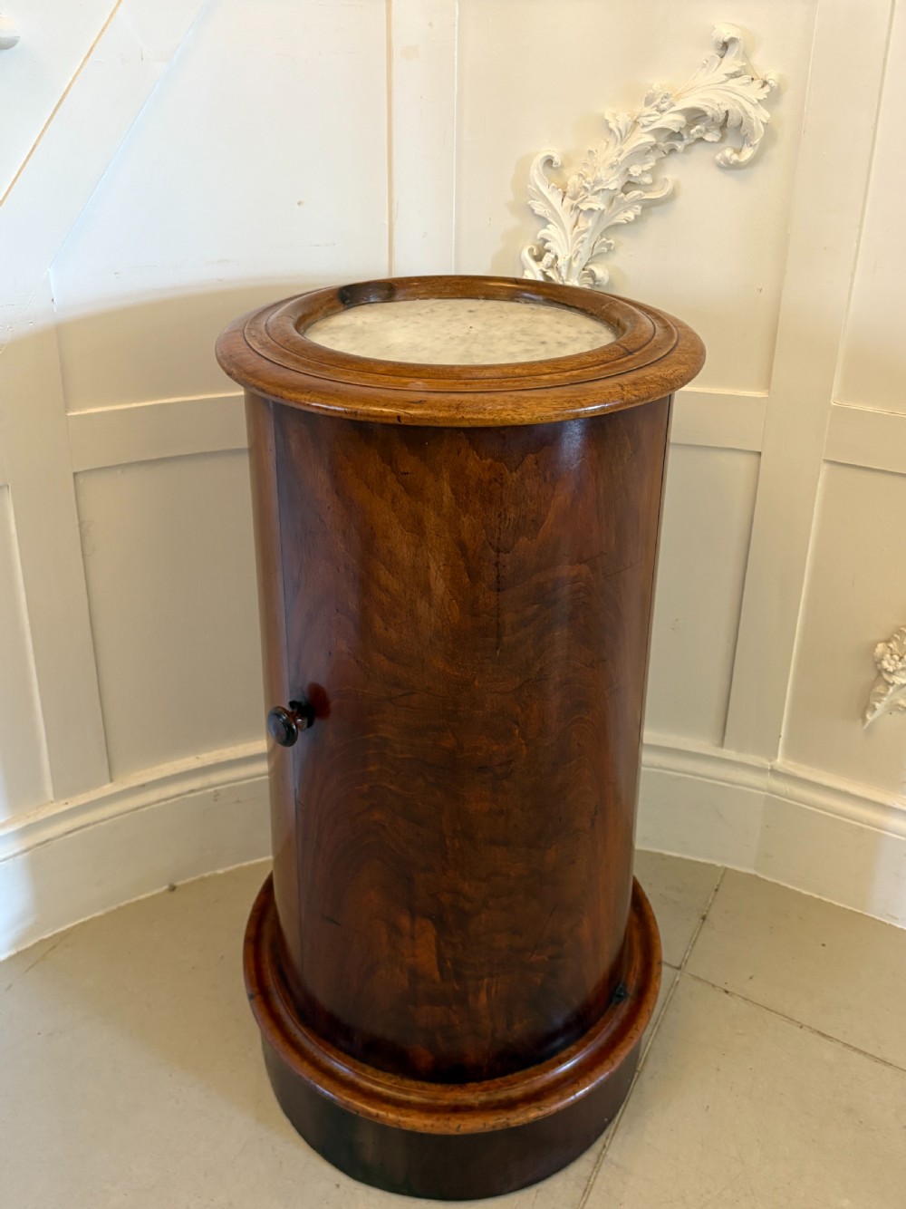 Antique Victorian Quality Round Figured Mahogany Pedestal Cupboard 