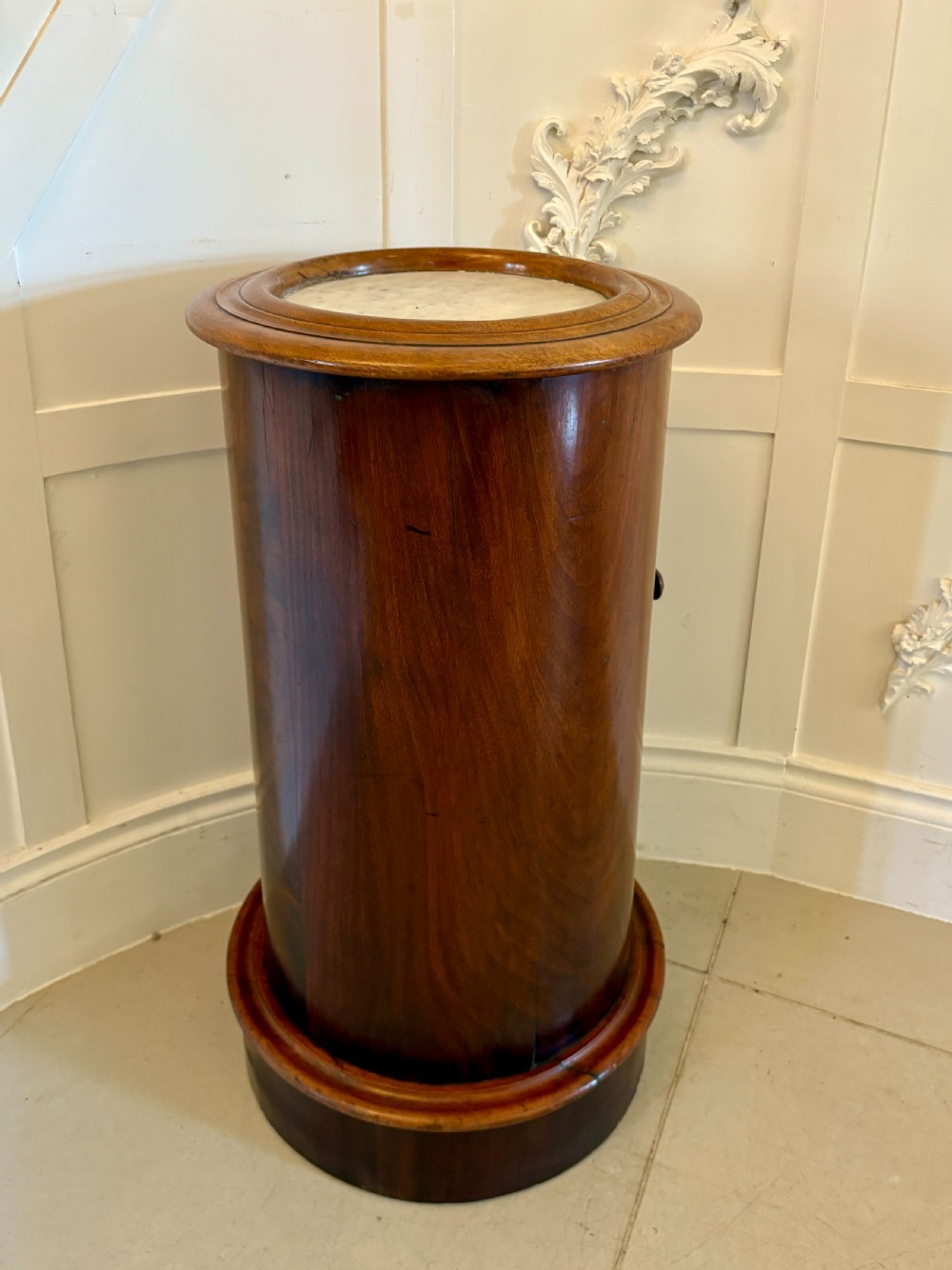 Antique Victorian Quality Round Figured Mahogany Pedestal Cupboard  View IV