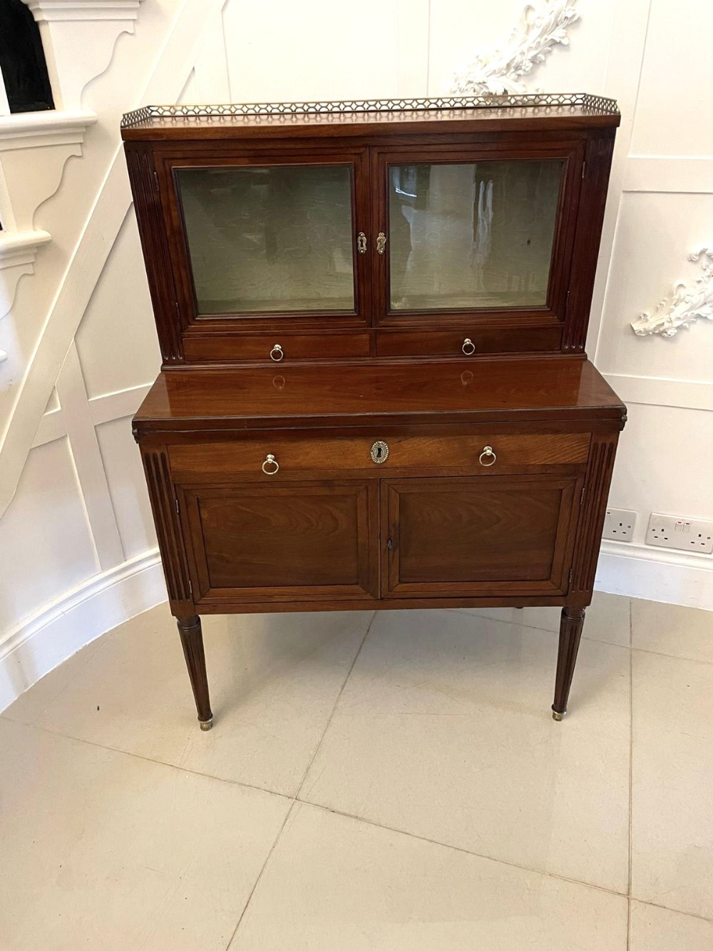 Quality Antique French Mahogany Fold Down Desk