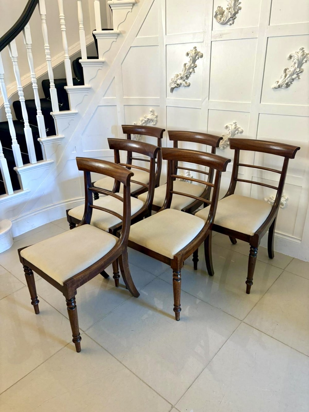 Set of 6 Antique Regency Quality Mahogany Dining Chairs 