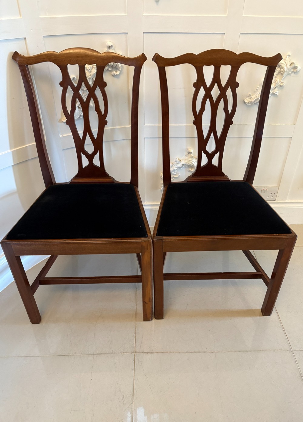 Set of 8 Antique Edwardian Quality Mahogany Dining Chairs View XIV