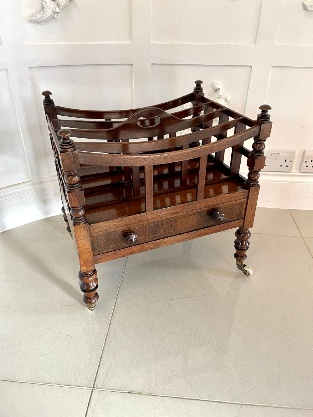 Antique George III Quality Mahogany Freestanding Canterbury 