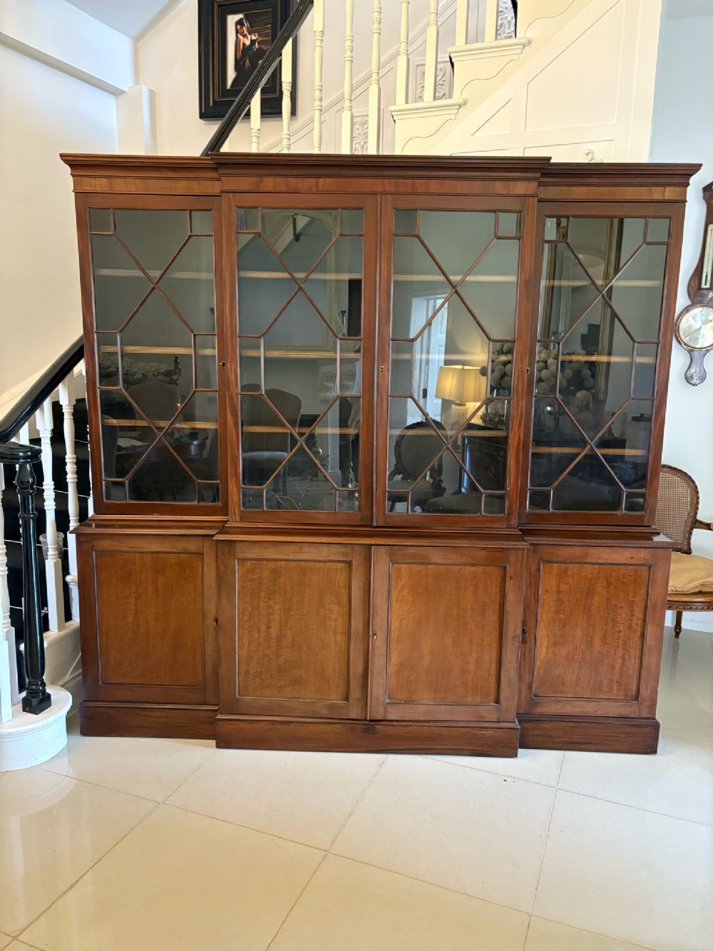 Antique Victorian Quality Mahogany Breakfront Bookcase