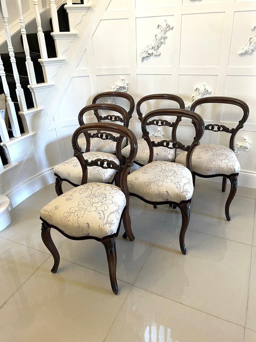 Fine Quality Set of 6 Antique Victorian Mahogany Dining Chairs 