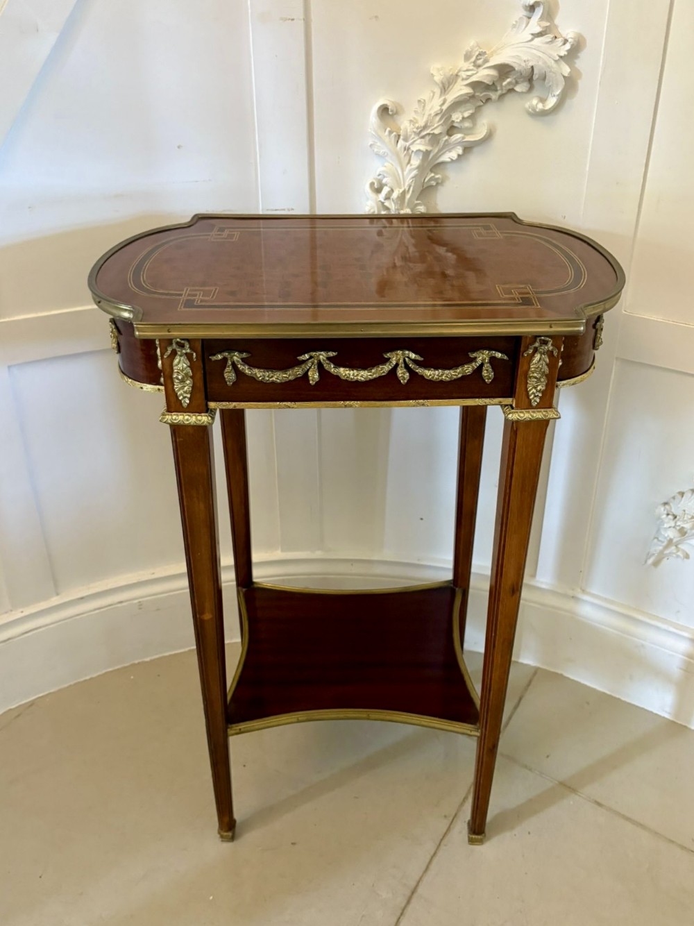 Outstanding Quality Antique Edwardian Mahogany and Ormolu Mounted Lamp Table
