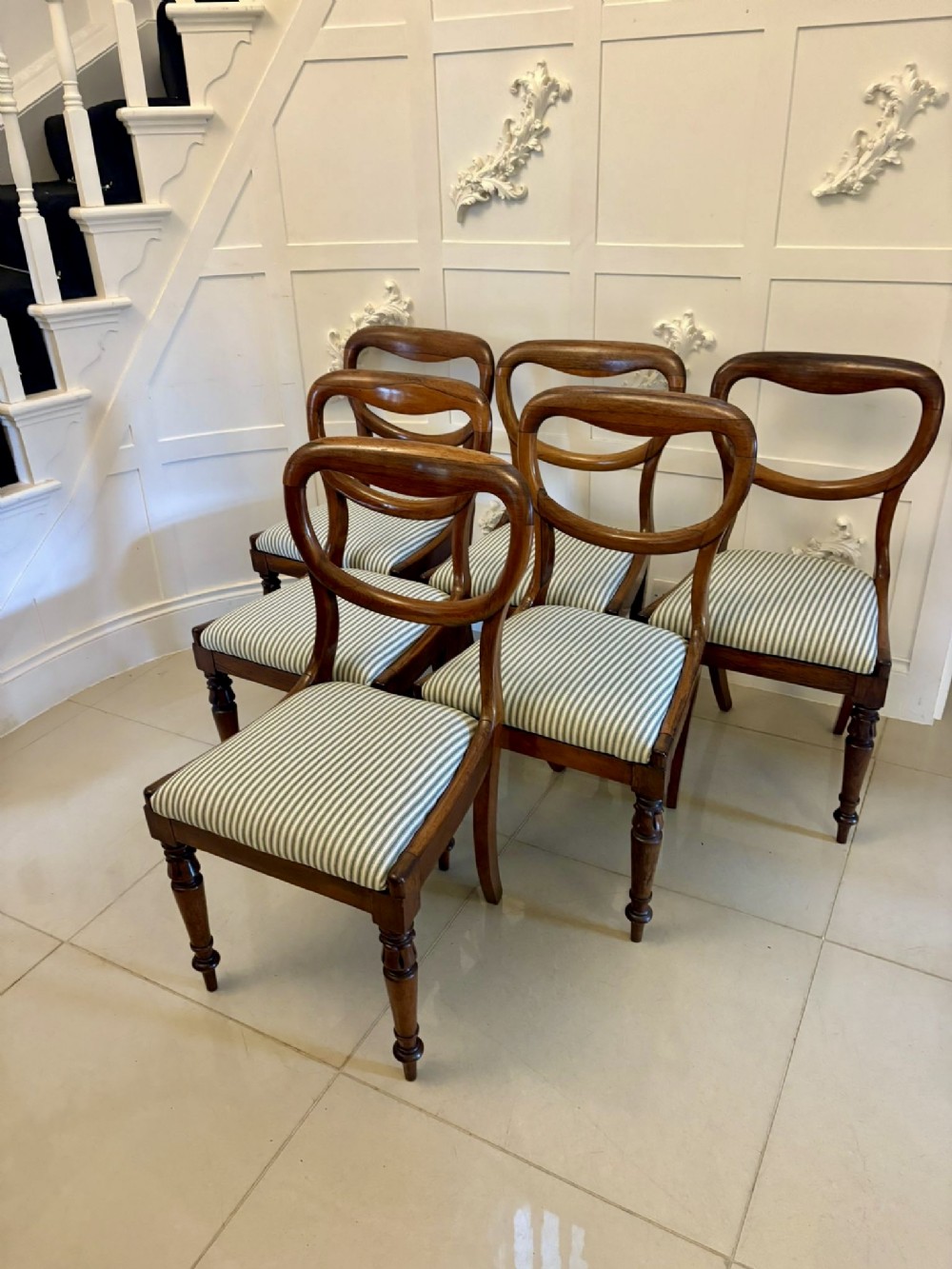 Superb Quality Set of 6 Antique Victorian Rosewood Dining Chairs