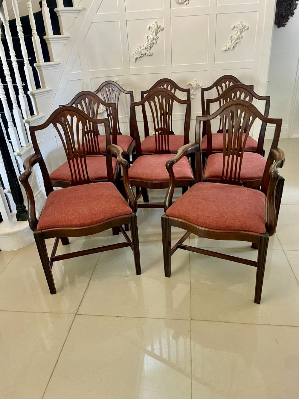 Set of 8 Antique Victorian Quality Mahogany Dining Chairs