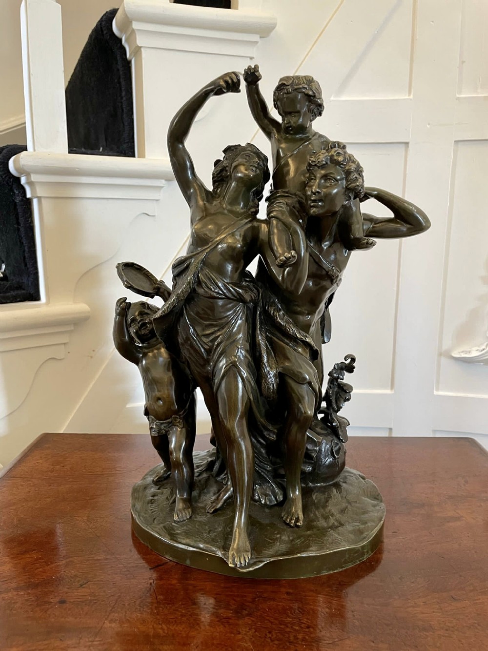 Antique 19th Century Outstanding Quality Bronze Dancing Maidens Statue signed by Clodion