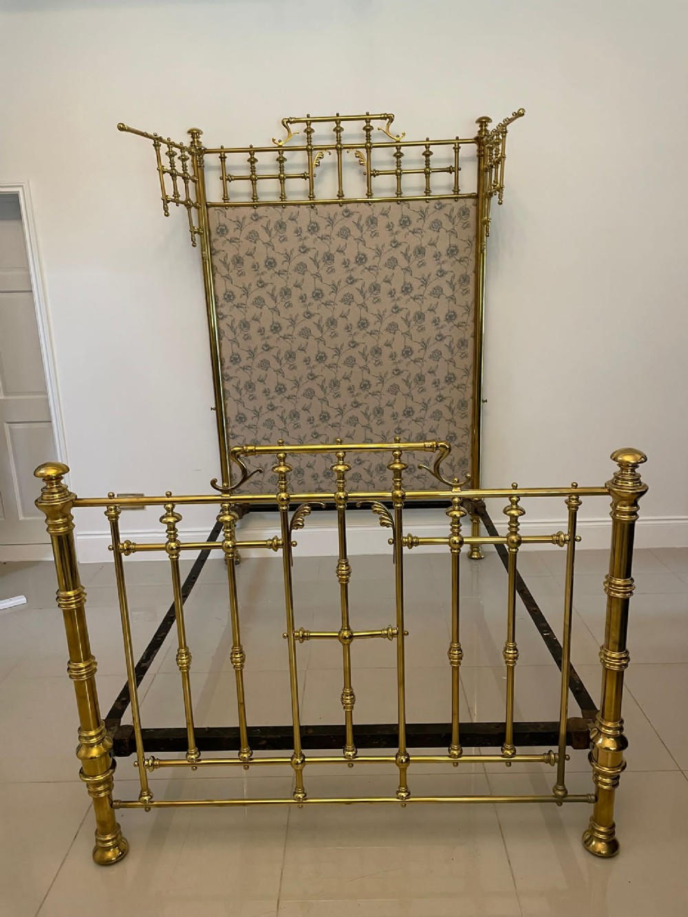 Magnificent Exhibition Quality Antique Victorian Gilded Solid Brass Half Tester Double Bed