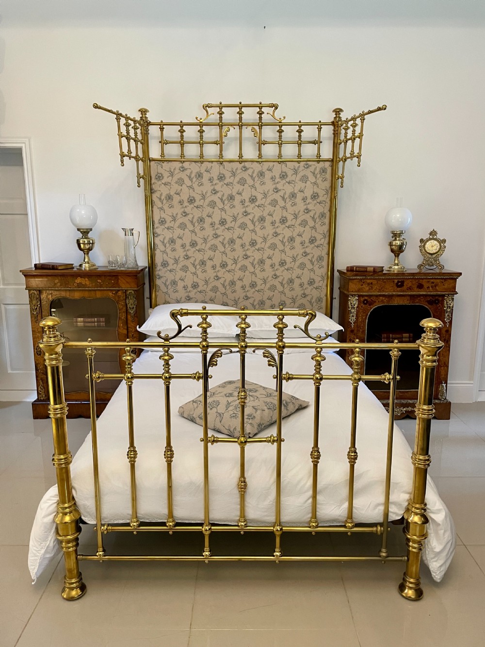 Magnificent Exhibition Quality Antique Victorian Gilded Solid Brass Half Tester Double Bed View XXIII