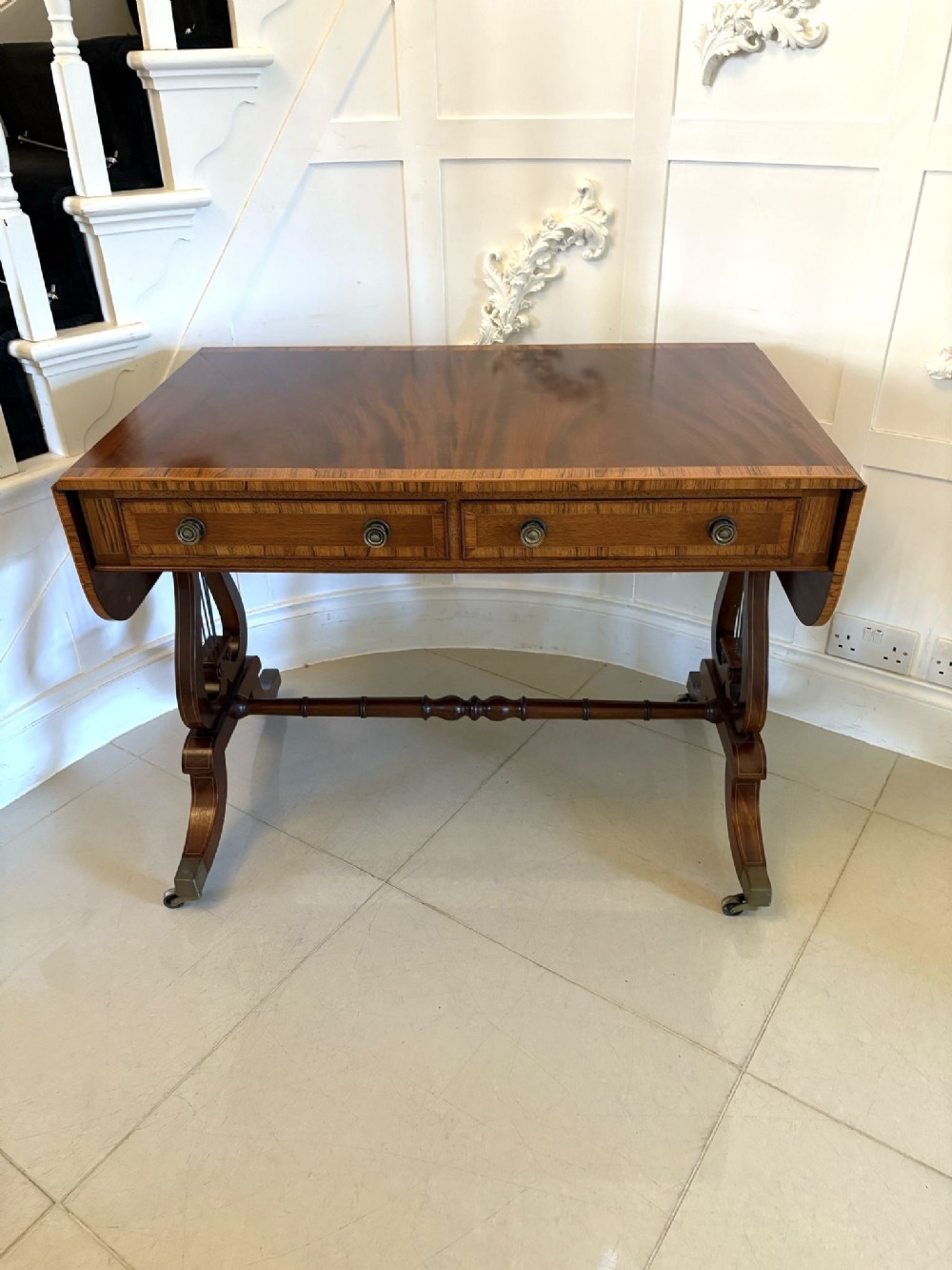 Fine Quality Antique Edwardian Figured Mahogany Free Standing Sofa/Side Table