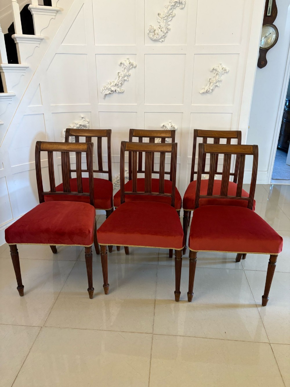 Set of 6 Antique George III Quality Mahogany Inlaid Dining Chairs