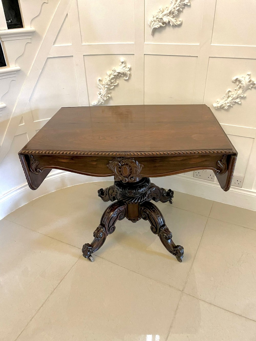 Outstanding Quality Victorian Carved Rosewood Sofa Table