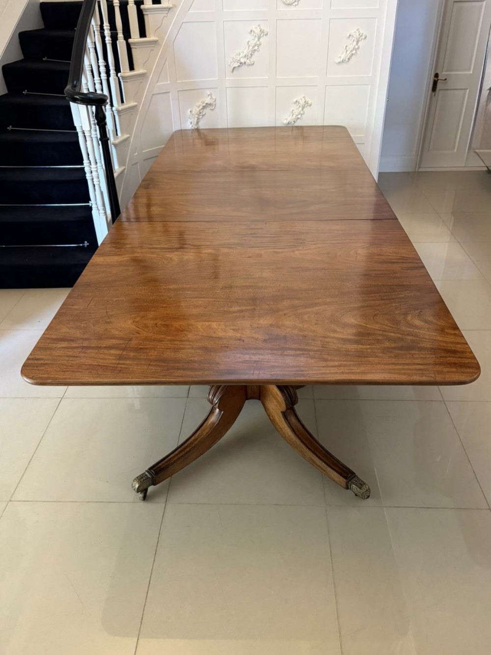 Outstanding Quality 16 Seater Antique George III Figured Mahogany Two Pilar Dining Table 