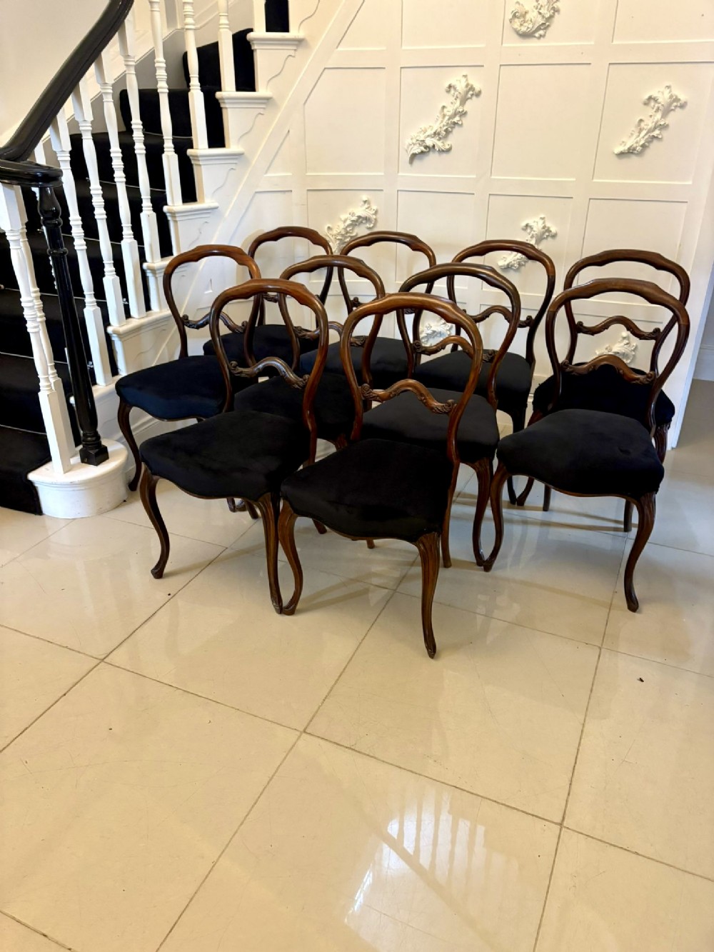 Superb Quality Set of Ten Antique Victorian Rosewood Dining Chairs 