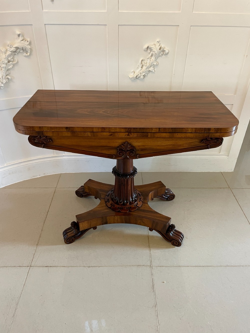 Antique Victorian Quality Carved Rosewood Card/Console Table 